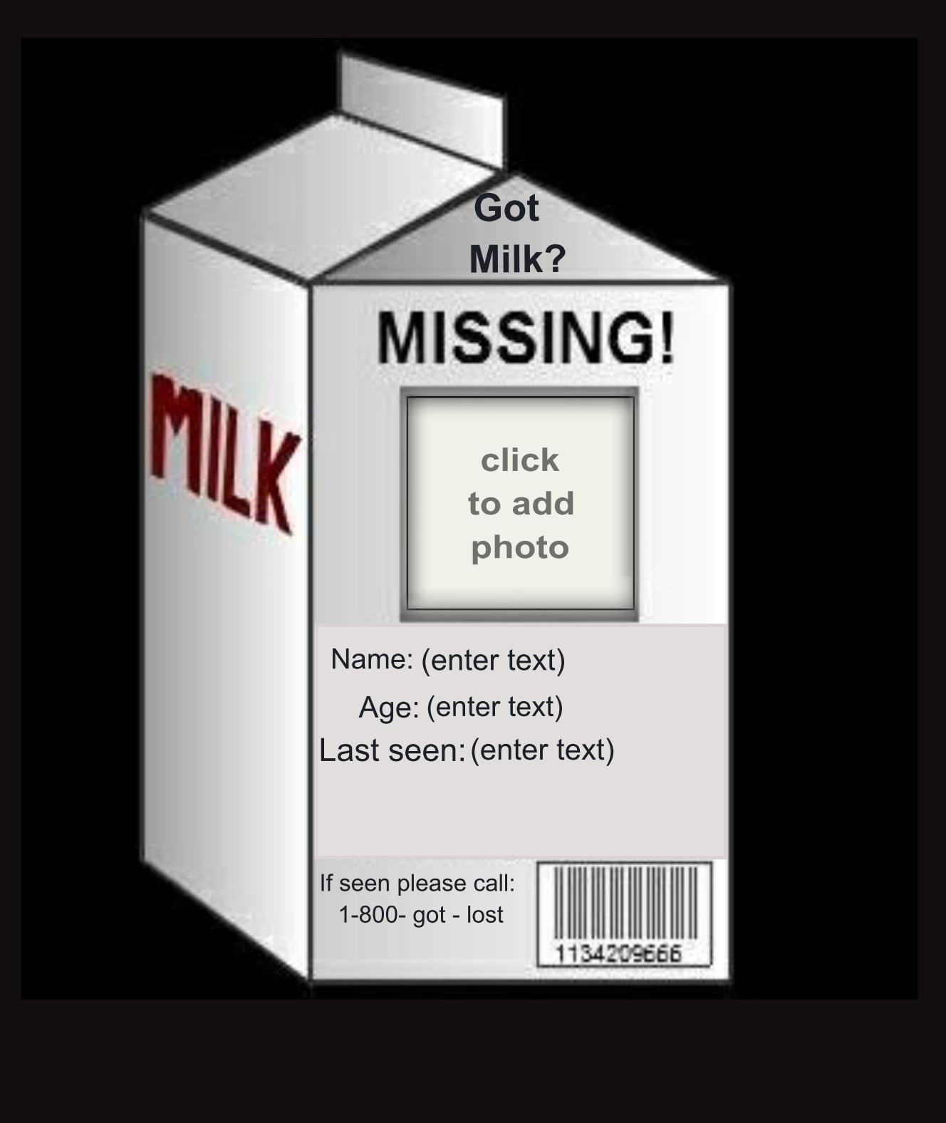 Missing Person Milk Carton Template